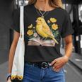 Canary Bird Floral Book Yellow Bird Reading Bookish Teacher T-Shirt Gifts for Her