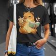 Capybara Reading a Book With Bubble Tea T-Shirt Gifts for Her