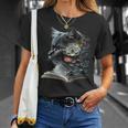 Cat Art Book Cat Motif Flowers Cat T-Shirt Gifts for Her