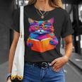 Cat Book Shirt Colorful Cat Reading Book T-Shirt Gifts for Her Cat Book Shirt Colorful Cat Reading Book T-Shirt Gifts for Her