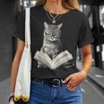 Cat Bookworm Reading Book Graphic T-Shirt Gifts for Her