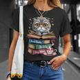 Cat Read Books Be Kind Stay Weird Library Book Lover T-Shirt Gifts for Her