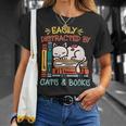 Cats And Books Easily Distracted By Cats And Books T-Shirt Gifts for Her Cats And Books Easily Distracted By Cats And Books T-Shirt Gifts for Her