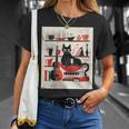 Cats Music Books Lover Essentials Red Retro Silkscreen T-Shirt Gifts for Her