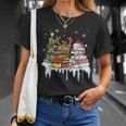 Christmas Tree Snowman Reindeer Book Stack Librarian T-Shirt Gifts for Her