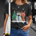 Christmas Tree Snowman Reindeer Book Stack Tee Librarian T-Shirt Gifts for Her