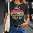 Coffee Books And Rain Retro Vintage Book Lover Reading T-Shirt Gifts for Her