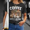 Coffee Cats And Books Cats And Reading Lovers T-Shirt Gifts for Her
