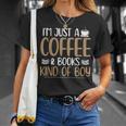 Coffee Lover Saying Book Reading Club Librarian T-Shirt Gifts for Her