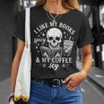 Coffee Skeleton I Like My Books Spicy And My Coffee ICY T-Shirt Gifts for Her