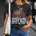 Cool Reading Teacher For Men Women Read Books Dinosaur Book T-Shirt Gifts for Her