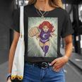 The Crimson Crescent 90s Retro Comic Book Superheroine Art T-Shirt Gifts for Her The Crimson Crescent 90s Retro Comic Book Superheroine Art T-Shirt Gifts for Her