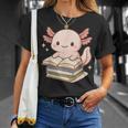 Cute Axolotl Reading Books Shirt Kawaii Axolotl Lover T-Shirt Gifts for Her