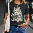 Cute Cat Reading Book Classic Bookworm Animal Pet Lover T-Shirt Gifts for Her