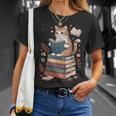 Cute Cat Reading Books With Tea T-Shirt Gifts for Her