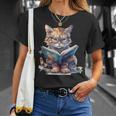 Cute Cat Wearing Glasses Reading a Book T-Shirt Gifts for Her