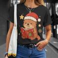Cute Christmas Book Otter Reading Snowy Holiday Story T-Shirt Gifts for Her