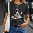 Cute Dog Border Collie Reading Book T-Shirt Gifts for Her