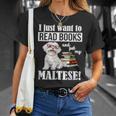 Cute Glasses Read Books & Pet My Maltese Lover T-Shirt Gifts for Her
