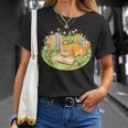 Cute Kawaii Cat Books Flowers T-Shirt Gifts for Her Cute Kawaii Cat Books Flowers T-Shirt Gifts for Her