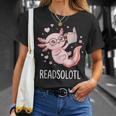 Cute Kawaii Readsolotl Axolotl Reading Book Pun T-Shirt Gifts for Her