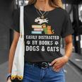 Cute Pet Animals Book Easily Distracted By Dogs Cats & Books T-Shirt Gifts for Her