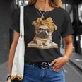 Cute Pug Reading Dog Book Lover Animal Graphic Baby Portrait T-Shirt Gifts for Her