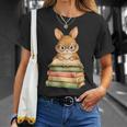 Cute Rabbit Bunny Reading Book Easter Day Teacher Librarian T-Shirt Gifts for Her