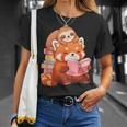 Cute Red Panda Reading Book Sloth Kawaii Animal T-Shirt Gifts for Her