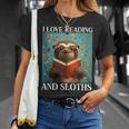 Cute Sloth Reading Book School Librarian Teacher Student T-Shirt Gifts for Her