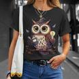Cute Wizard Owl Reading Book Magic Candle T-Shirt Gifts for Her