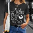 Easily Distracted By Books And Dogs Geek Animal Lover T-Shirt Gifts for Her