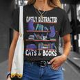 Easily Distracted By Cats And Book Bookworm Cat Lover For Men Women T-Shirt Gifts for Her Easily Distracted By Cats And Book Bookworm Cat Lover For Men Women T-Shirt Gifts for Her