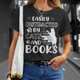 Easily Distracted By Cats And Books Cats & Book Lovers T-Shirt Gifts for Her