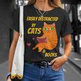 Easily Distracted By Cats And Books For Cat And Book Lover T-Shirt Gifts for Her