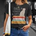 Easily Distracted Cats And Books Cat Lovers For Men Women Kids T-Shirt Gifts for Her