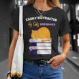 Easily Distracted Cats And Books Cute Cat Book Lover T-Shirt Gifts for Her