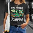 Easily Distracted By Coffee Books And Dragons Fantasy Sci-Fi T-Shirt Gifts for Her