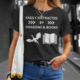 Easily Distracted By Dragon And Books Nerds T-Shirt Gifts for Her