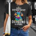 Easily Distracted By Dragons & Books Bookworm Library T-Shirt Gifts for Her