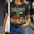 Easily Distracted By Dragons And Books Reading Book Dragon T-Shirt Gifts for Her