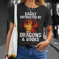 Easily Distracted By Dragons And Books Reading T-Shirt Gifts for Her
