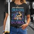 Easily Distracted By Dragons Fantasy Book Reading T-Shirt Gifts for Her