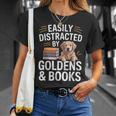 Easily Distracted By Goldens & Books Golden Retriever Dog T-Shirt Gifts for Her