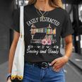 Easily Distracted By Sewing And Books Quilters T-Shirt Gifts for Her