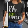 Eat Sleep Edit Repeat Editor Editing Video Film Book T-Shirt Gifts for Her