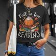 Fall In Love With Reading Autumn Librarian Cute Book Lover T-Shirt Gifts for Her