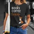 Fox Books Coffee Foxes Women Fox Graphic Cute Fox Lovers T-Shirt Gifts for Her