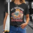 My Weekend Is Fully Booked Cute Cat Book Lover Dad Joke T-Shirt Gifts for Her