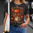 Fully Booked For Fall Books Coffee Leaves Pumpkins Tee T-Shirt Gifts for Her Fully Booked For Fall Books Coffee Leaves Pumpkins Tee T-Shirt Gifts for Her